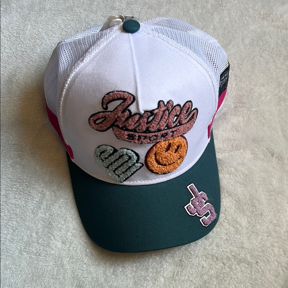 Justice Sport White and Green Cap